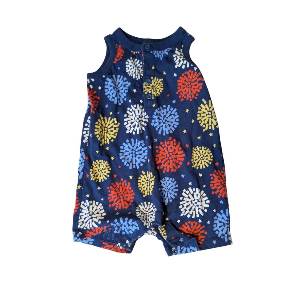 Hanna Andersson Baby Fireworks Print Romper 12–18M Overalls Multicolor Cotton